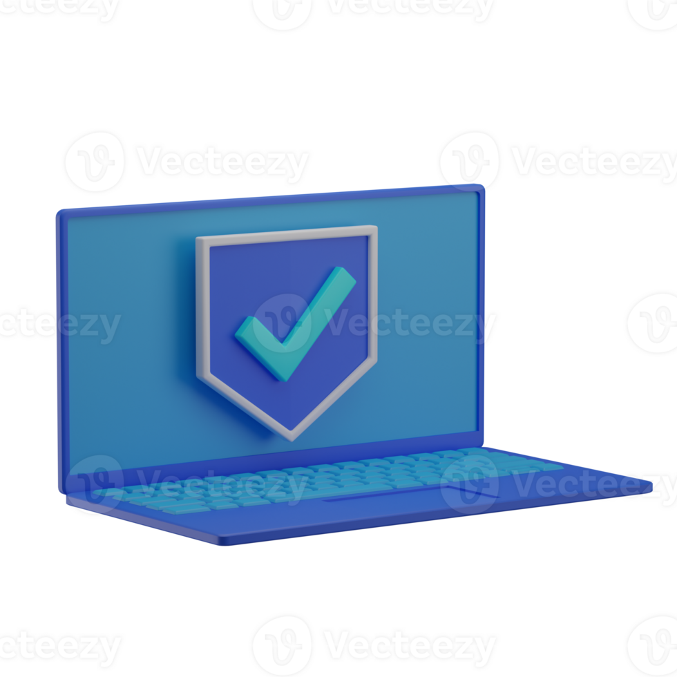 3D Laptop Security Icon Render Illustration png