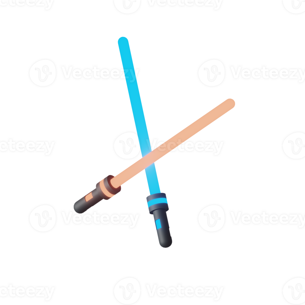 3D Dual Lightsaber Icon Render Illustration png