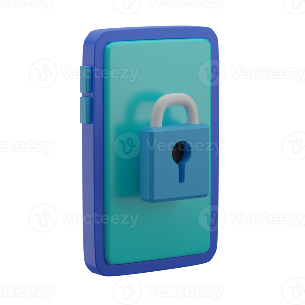 3D Locked Phone Icon Render Illustration png