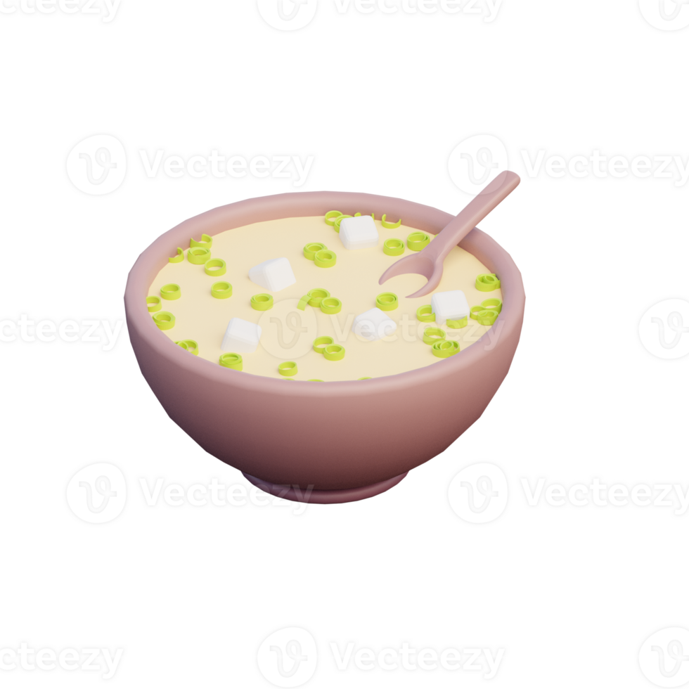 3D Miso Soup Icon Render Illustration png