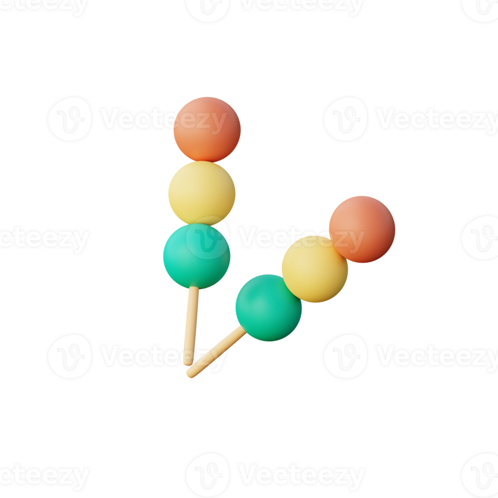 3D Mochi Dango Icon Render Illustration png