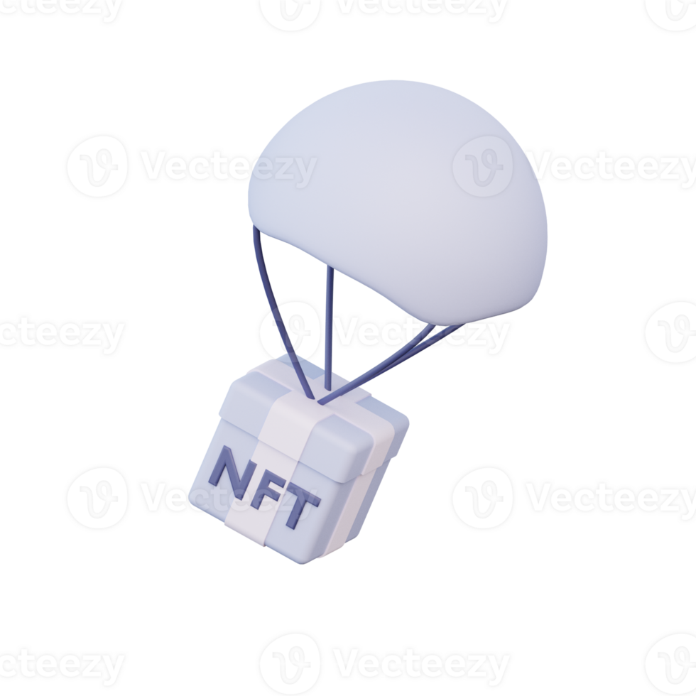 3D NFT Air Drop Icon Render Illustration png