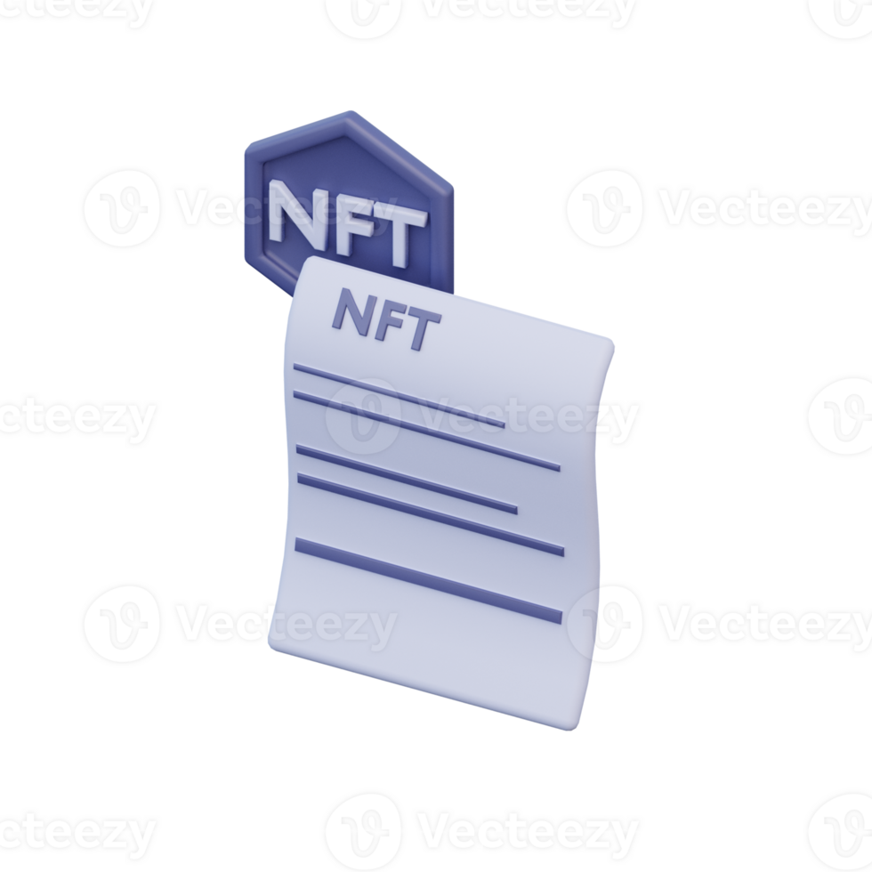 3D NFT Certificate Icon Render Illustration png