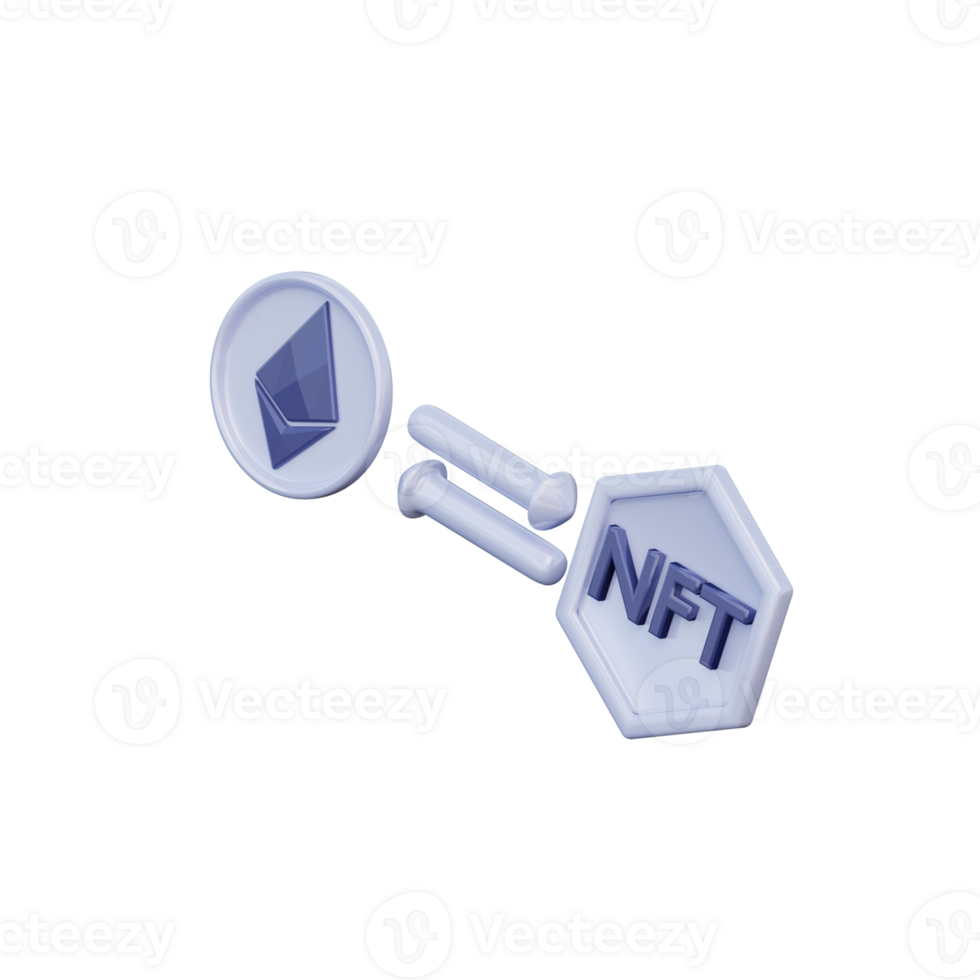 3D NFT Exchange Icon Render Illustration png