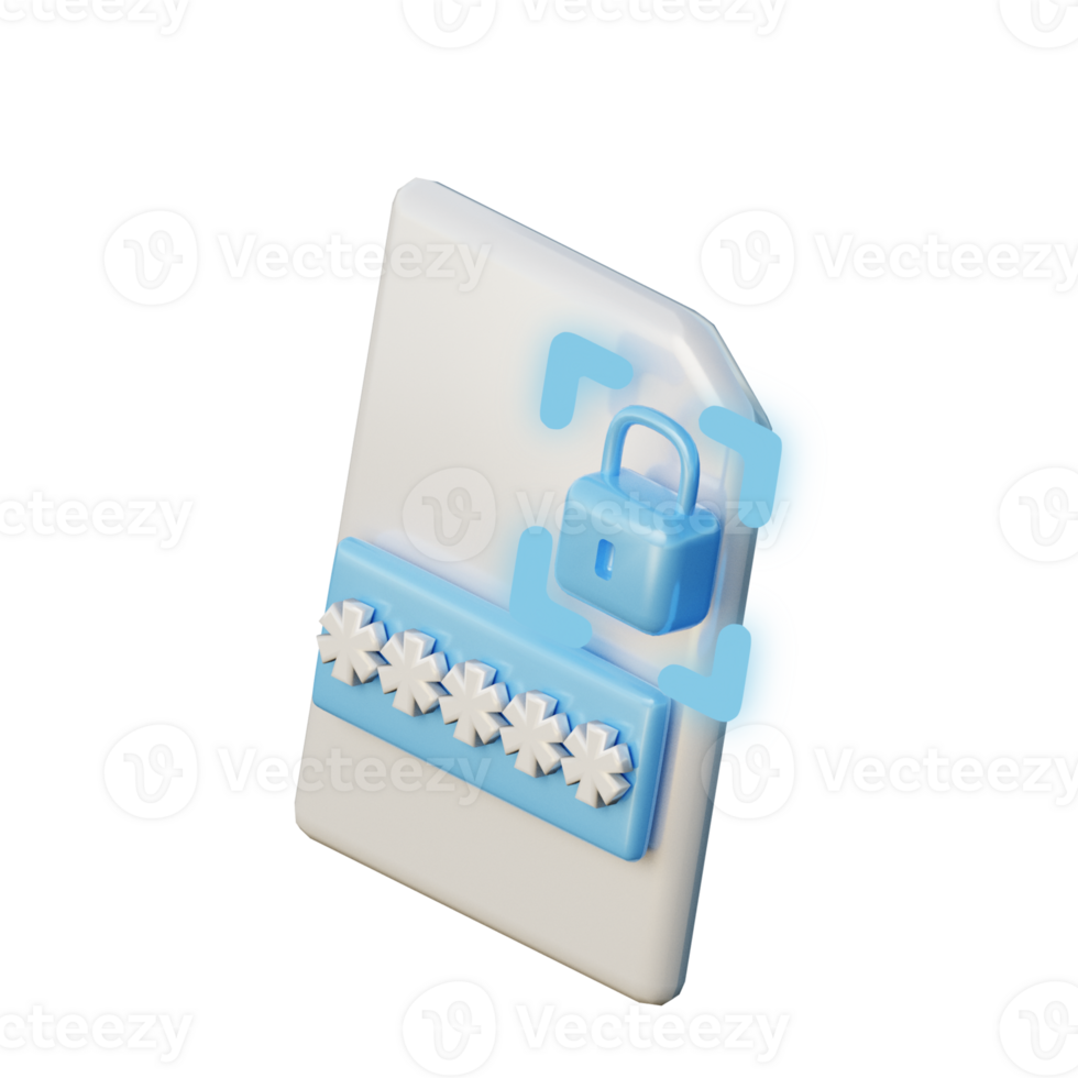 3D Password Protected Lock Icon Render Illustration png
