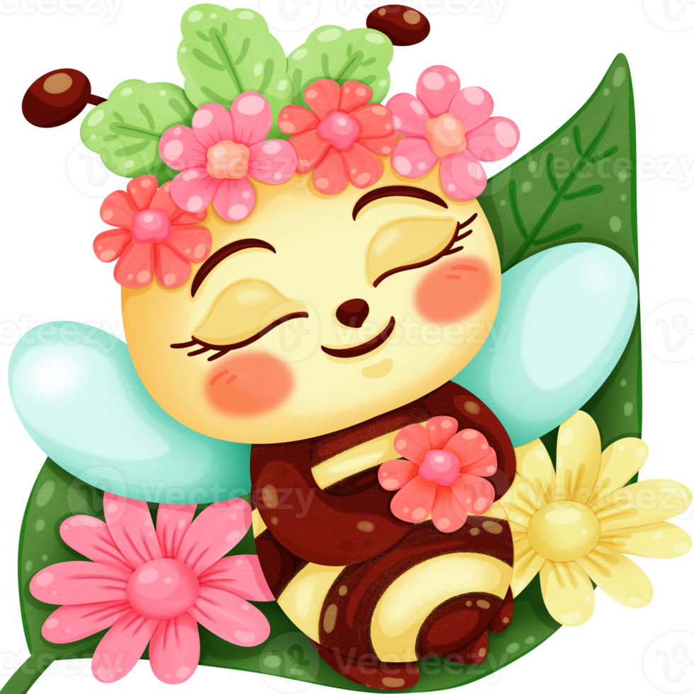 sleep cute bee png