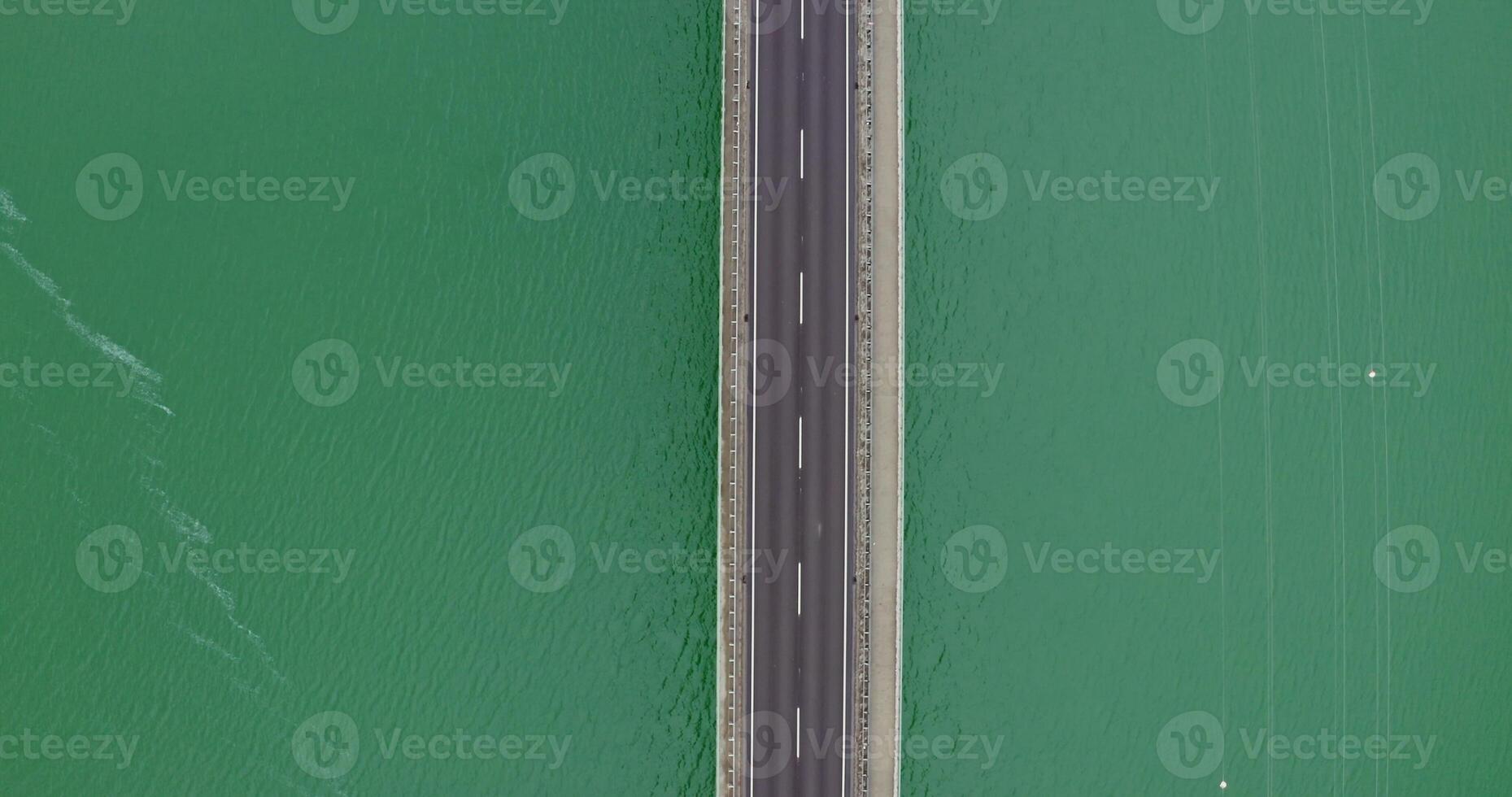 View from above, a narrow road bridge without cars photo