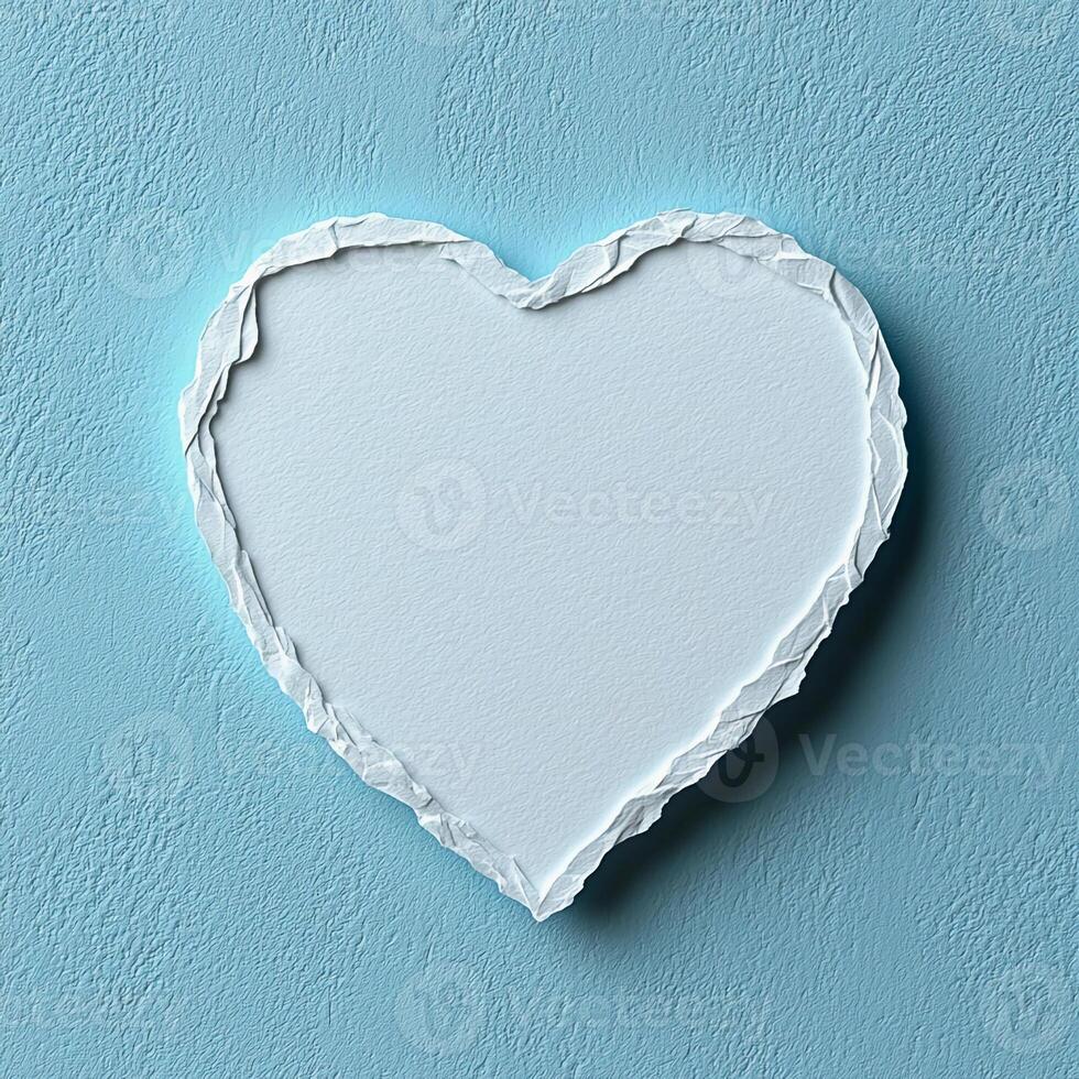 White Paper Heart on Blue Background Minimal Concept photo