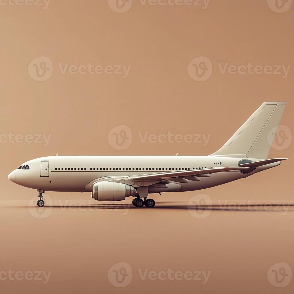 3D Illustration of Airplane on Beige Background photo
