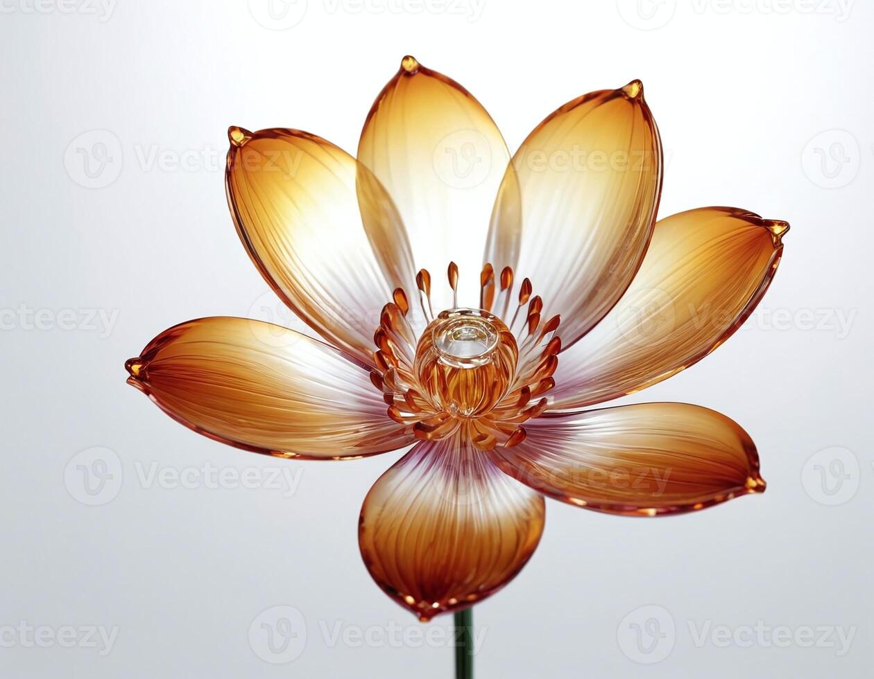 Detailed single flower with delicate translucent petals on a white isolated background, offering a clean and modern floral design ideal for minimalistic and elegant visual projects photo