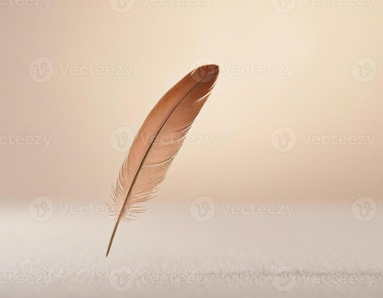 Single soft feather floating gently with clean light effects, designed in a minimal elegant style to convey lightness, grace, and delicate beauty for artistic or commercial use photo