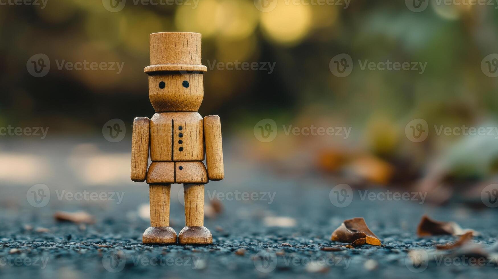 Wooden figurine on a path photo