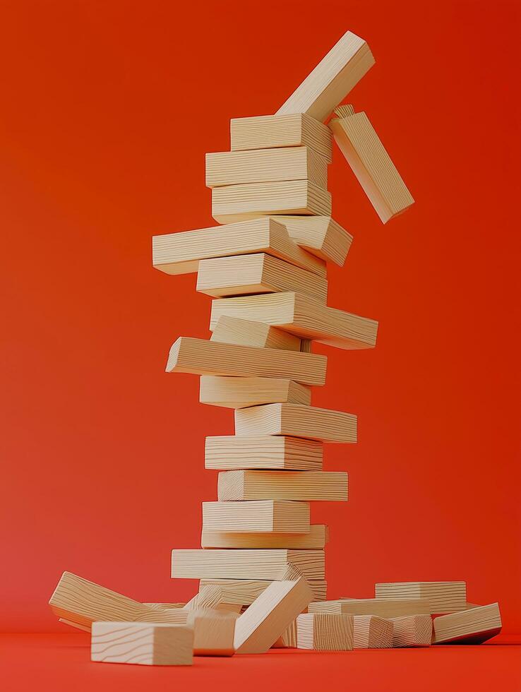 Stack of wooden blocks with the number 1 on top photo