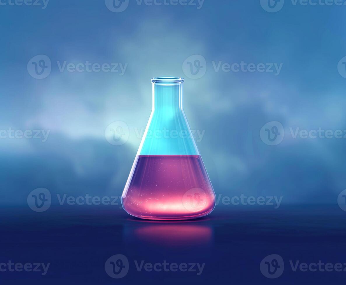Beaker with colorful liquid, evoking scientific exploration themes. photo