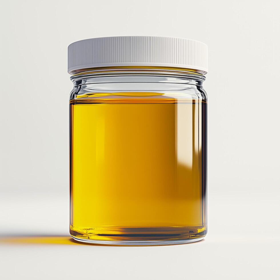 yellow liquid is sitting on a white surface photo