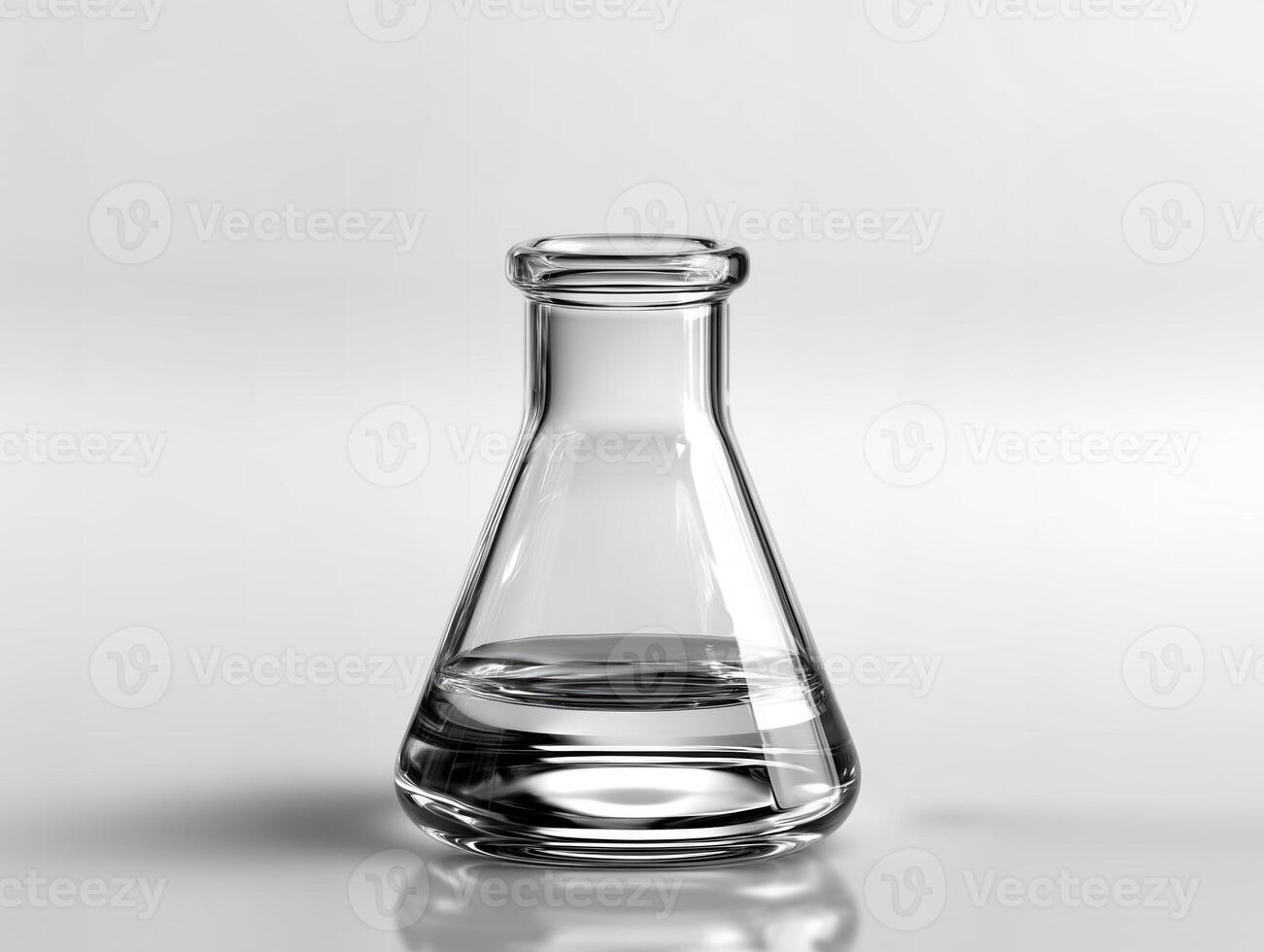 Empty glass Erlenmeyer flask on a clean white background photo