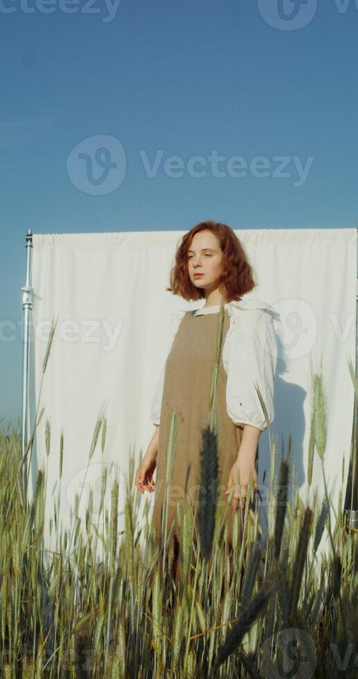Photo session in a field