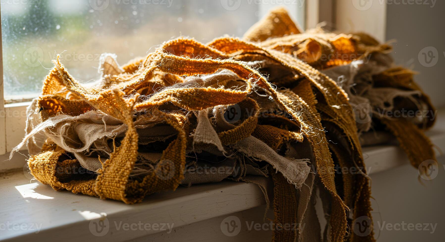 A pile of yellow cloths photo