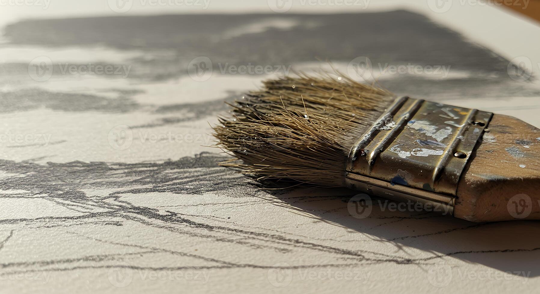 A brush on a piece of paper with a drawing photo