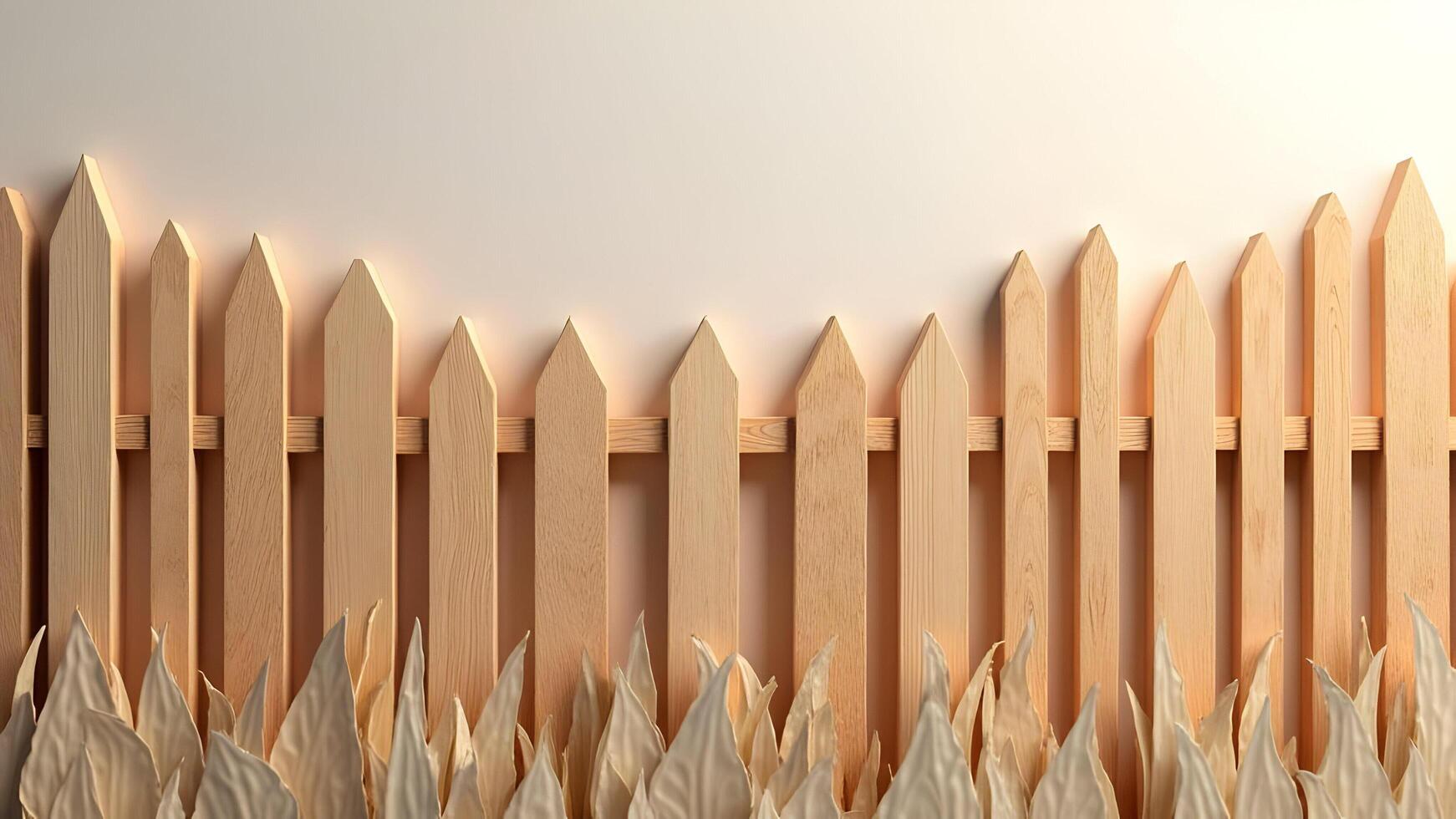 A fence made of wooden sticks and leaves photo