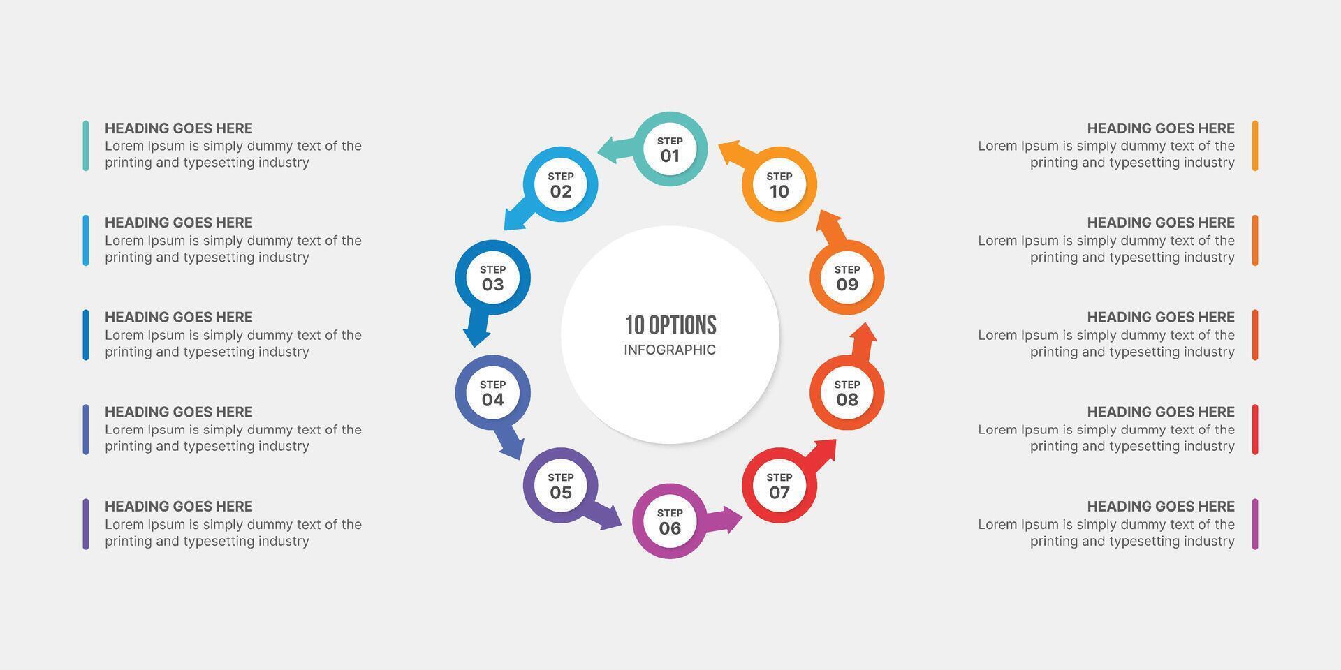 Cycle Arrow Infographic Template Design With 10 Steps, Process Workflow Diagram vector