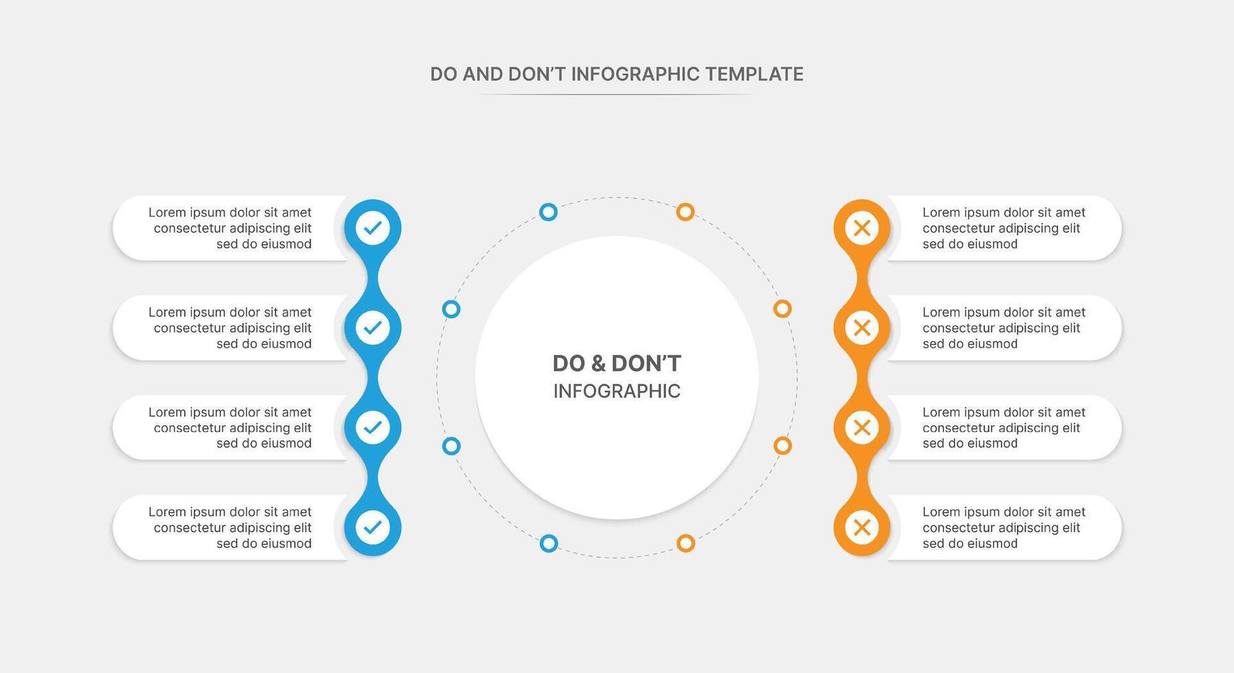 Dos and Don't, Pros and Cons, Vs, Versus Comparison Circle Infographic Design Template vector