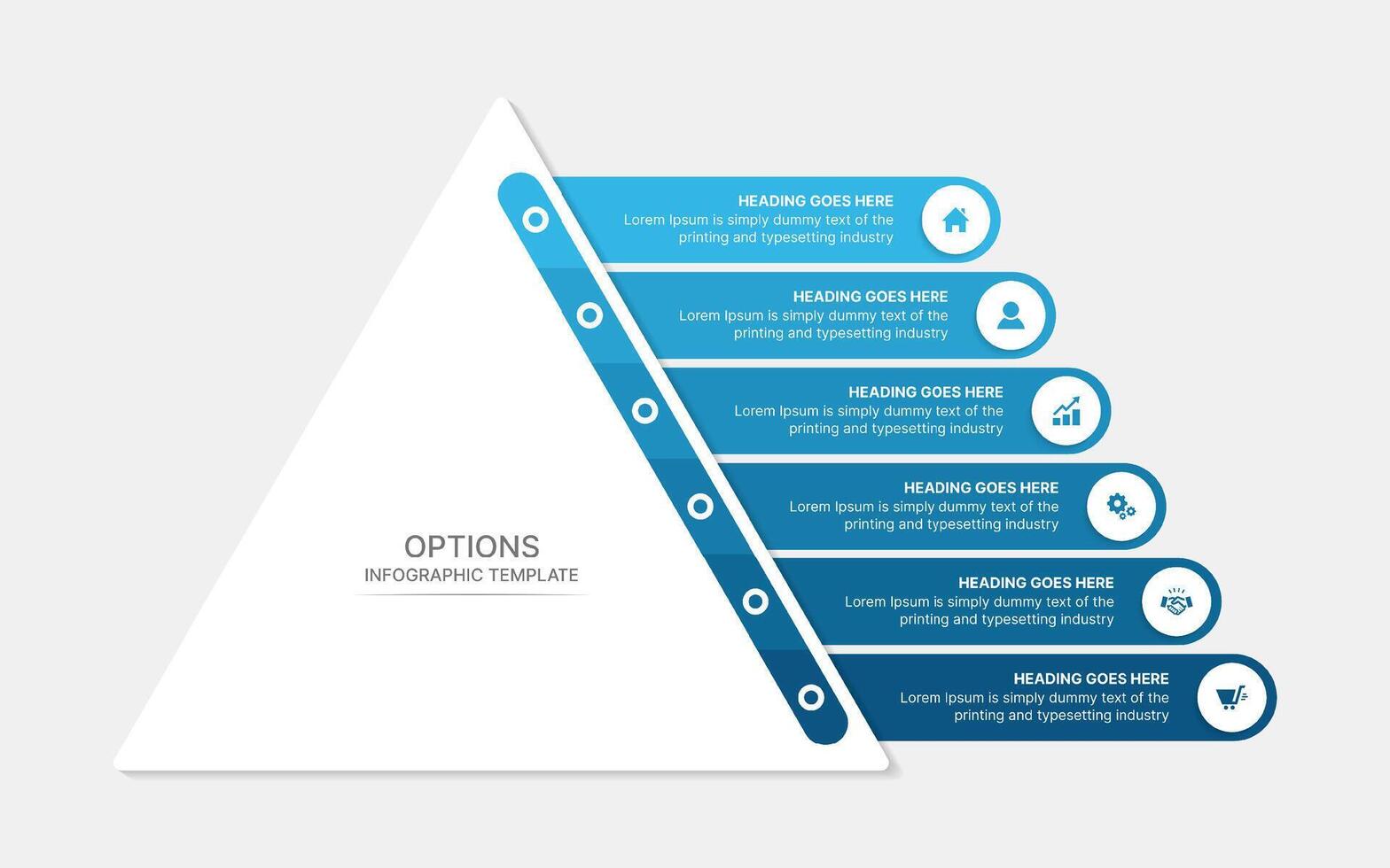 Triangle Pyramid Infographic Design Template with 6 Steps vector