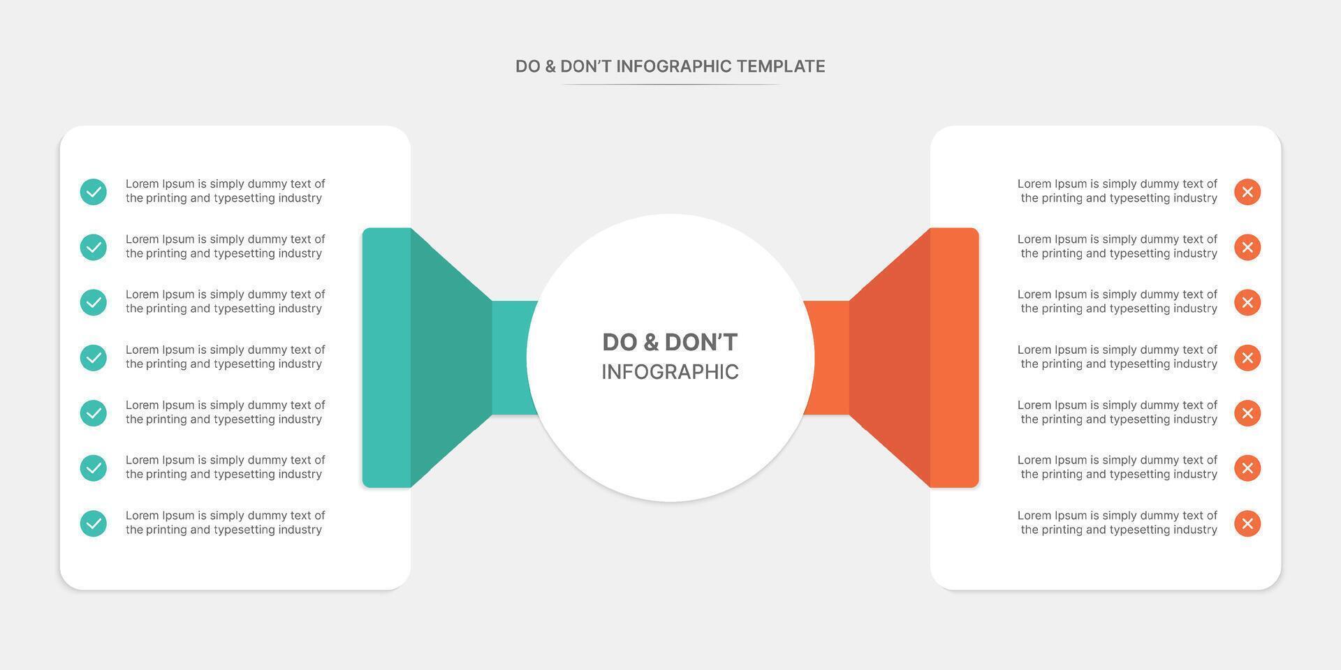 Dos and Don'ts, Pro and Con, Vs, Versus Comparison Circle Infographic Design Template vector