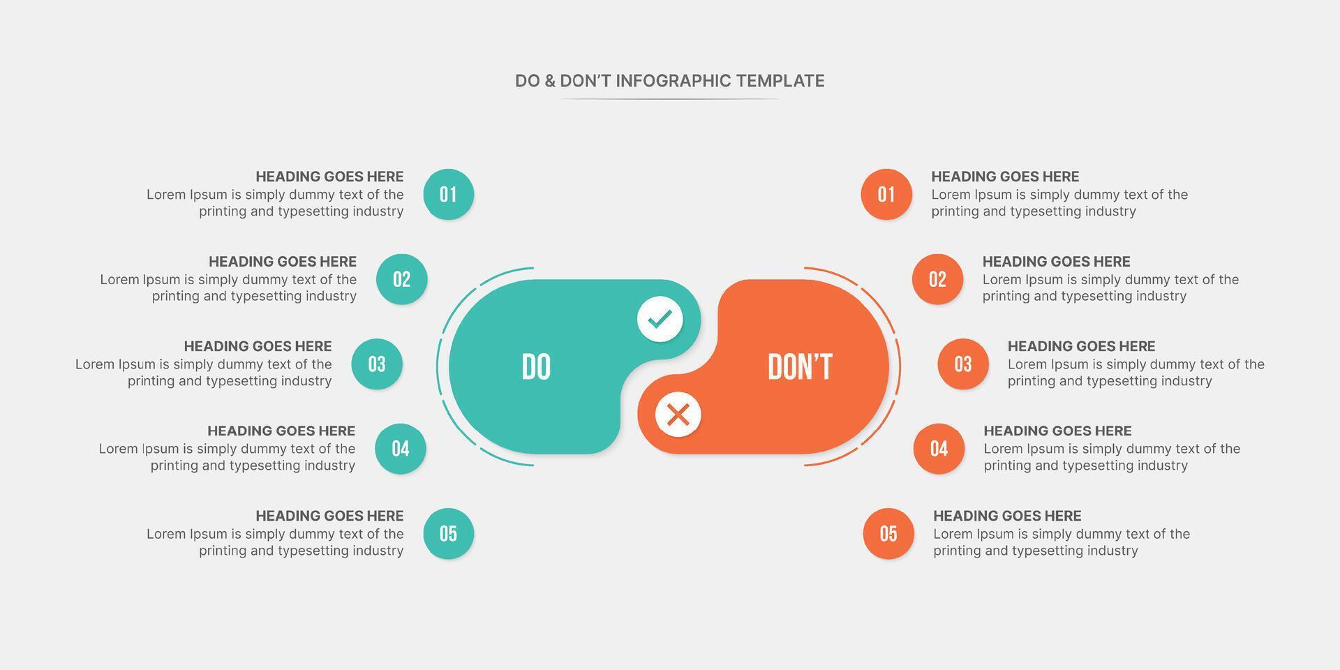 Do and Don'ts, Pros and Cons, Vs, Versus Comparison Circle Infographic Design Template vector