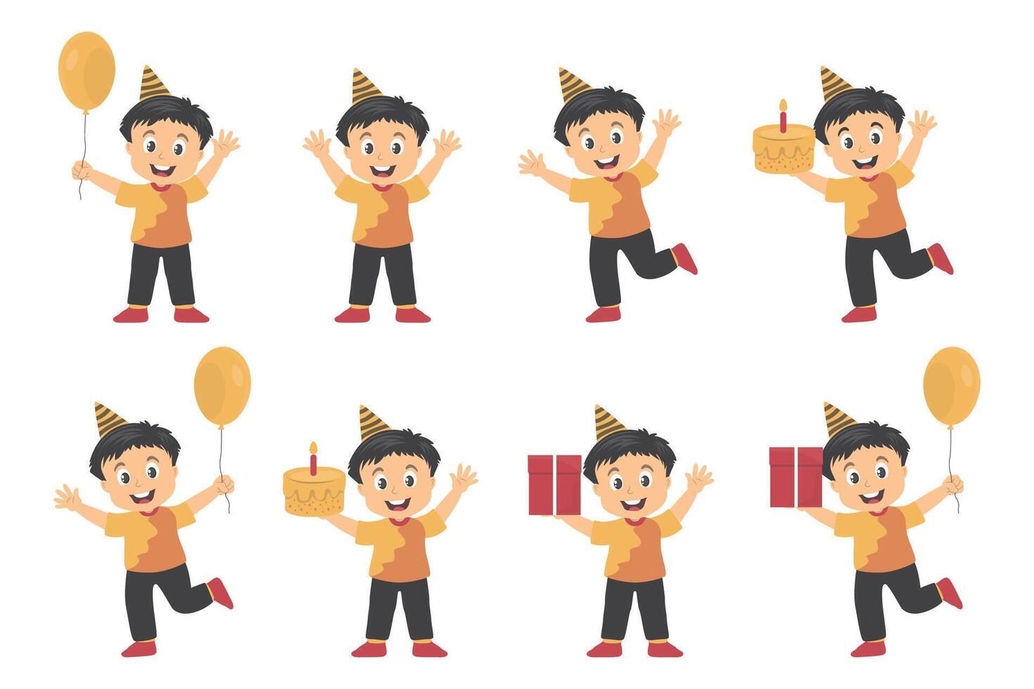 Cute Cartoon Boy Celebrating Birthday vector