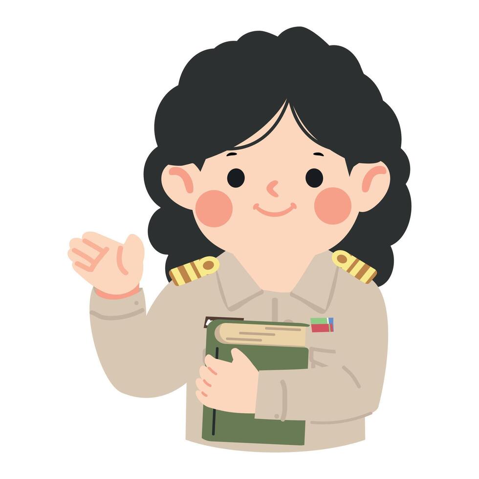 Smiling Teacher Holding Book vector