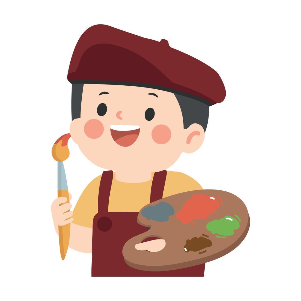 Illustration of Artist with Palette and Brush vector
