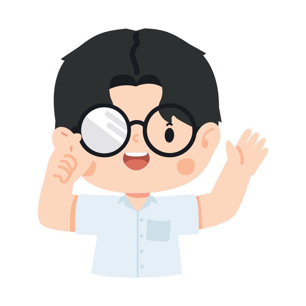Happy young learner with glasses vector