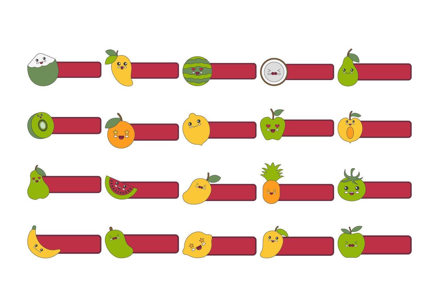 Cute Fruit Name Tag Element vector