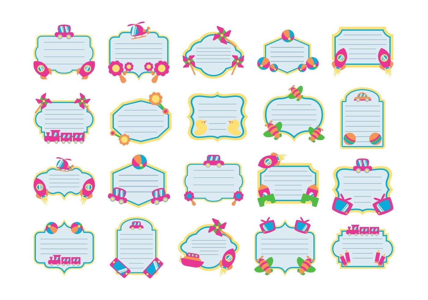Cute Kid Frame Note Element vector