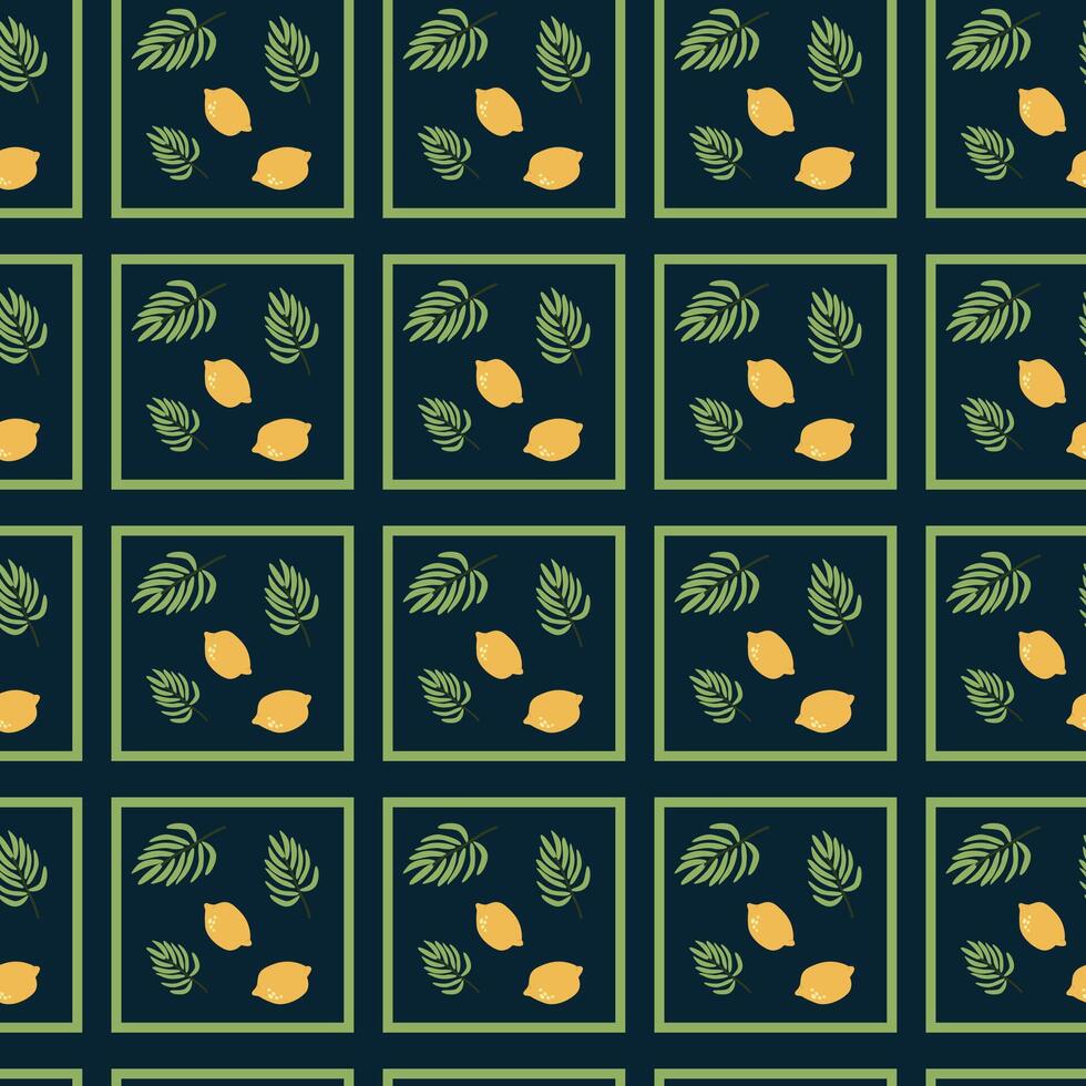 Tropical lemon and leaf pattern for summer vacation design vector