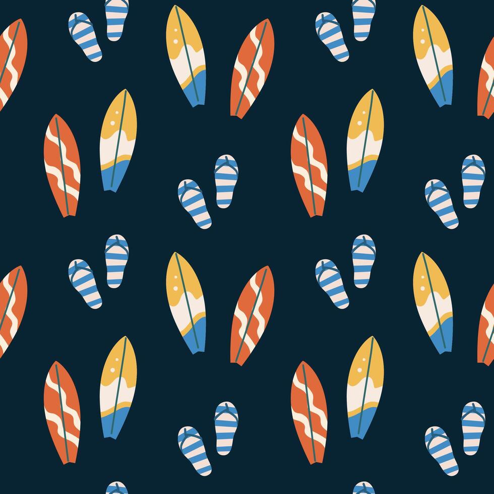 Surfboards and flip flops pattern for summer vacation design vector