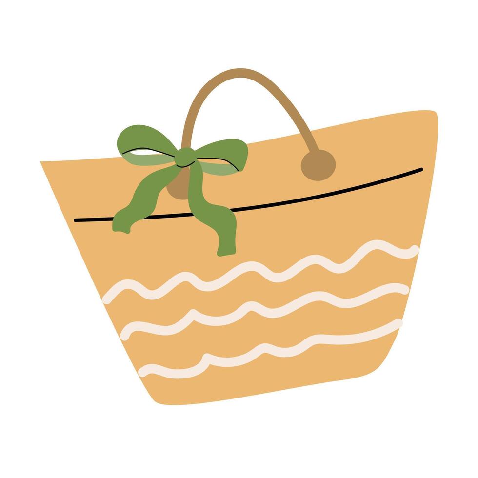 Summer vacation themed sticker with beach bag design for scrapbooking or decorations vector