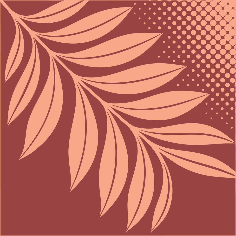 Elegant peach leaf branch design background vector