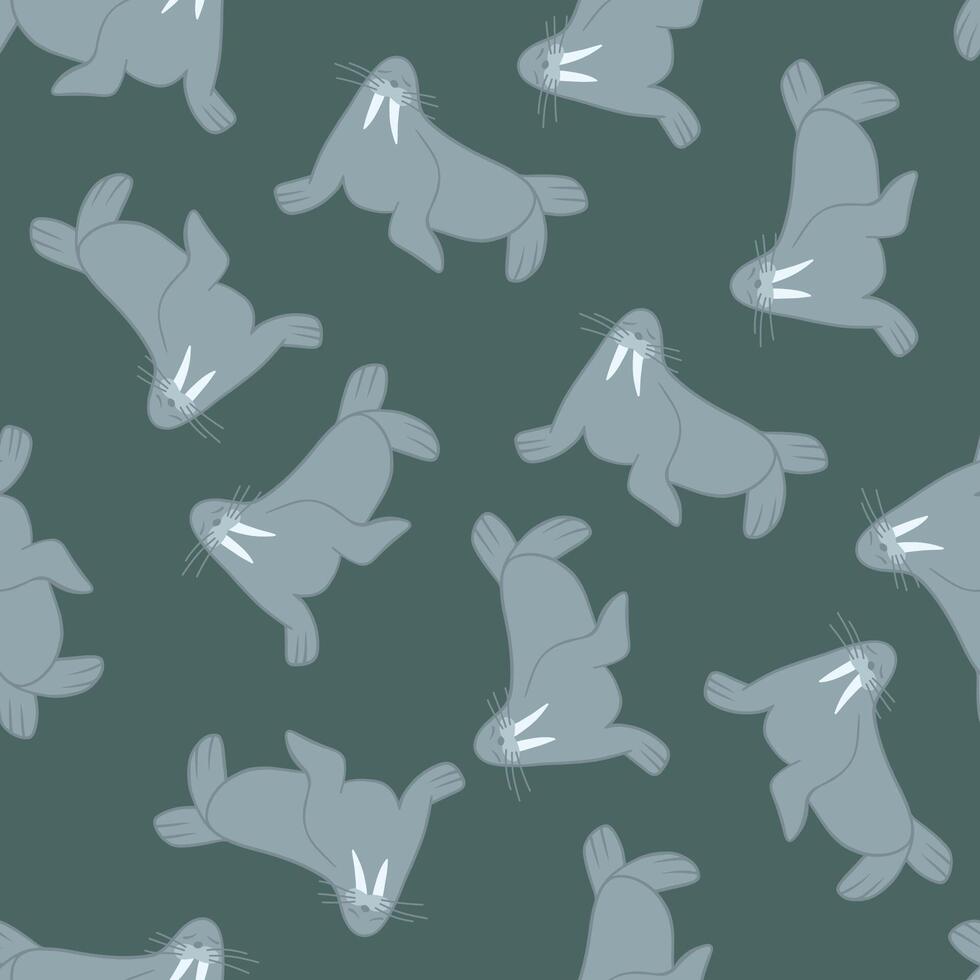 Illustration of a pattern with walruses. Children's pattern with animals. vector