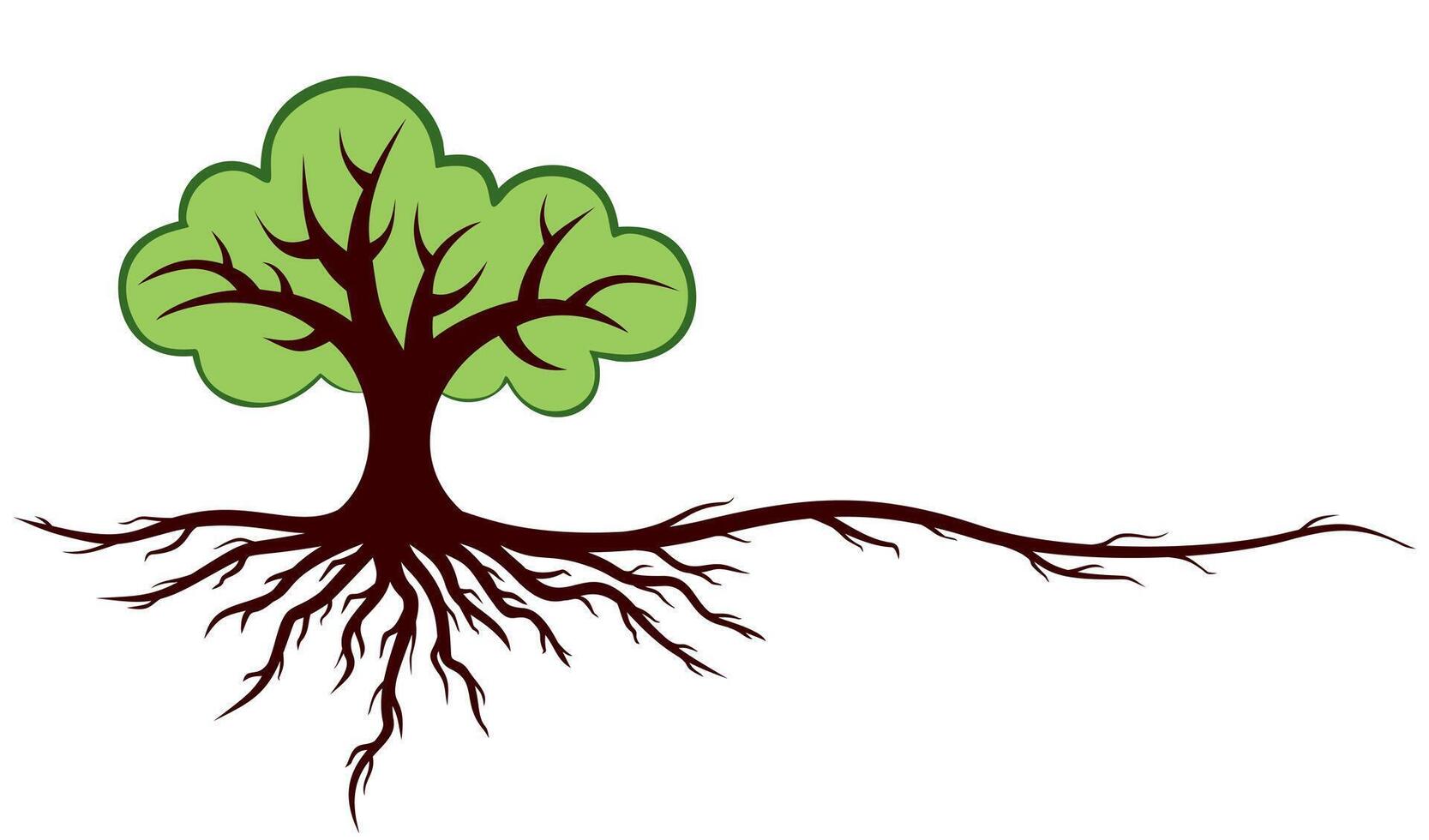 Green tree with roots logo. vector