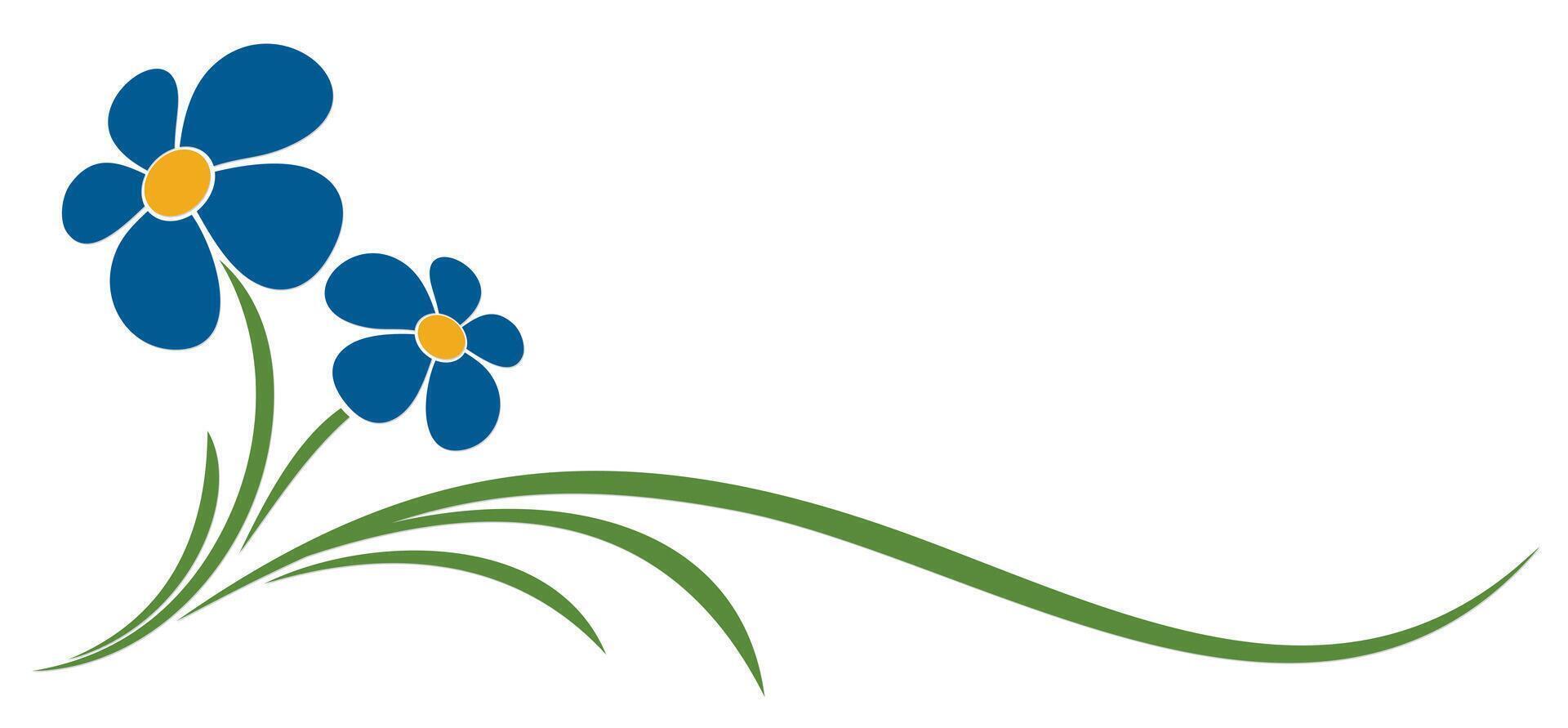 Symbol of blue flower. vector