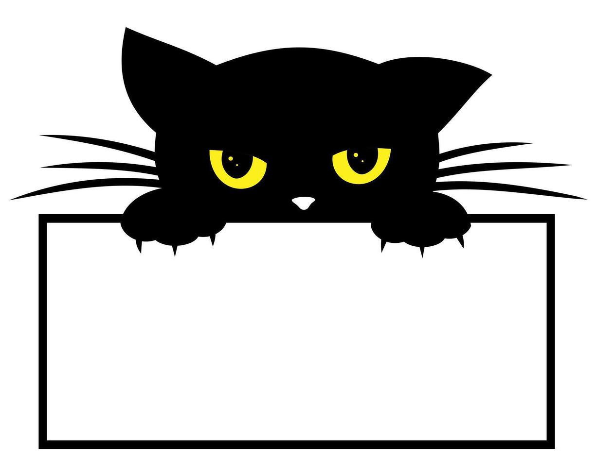 Frame with black kitten. vector