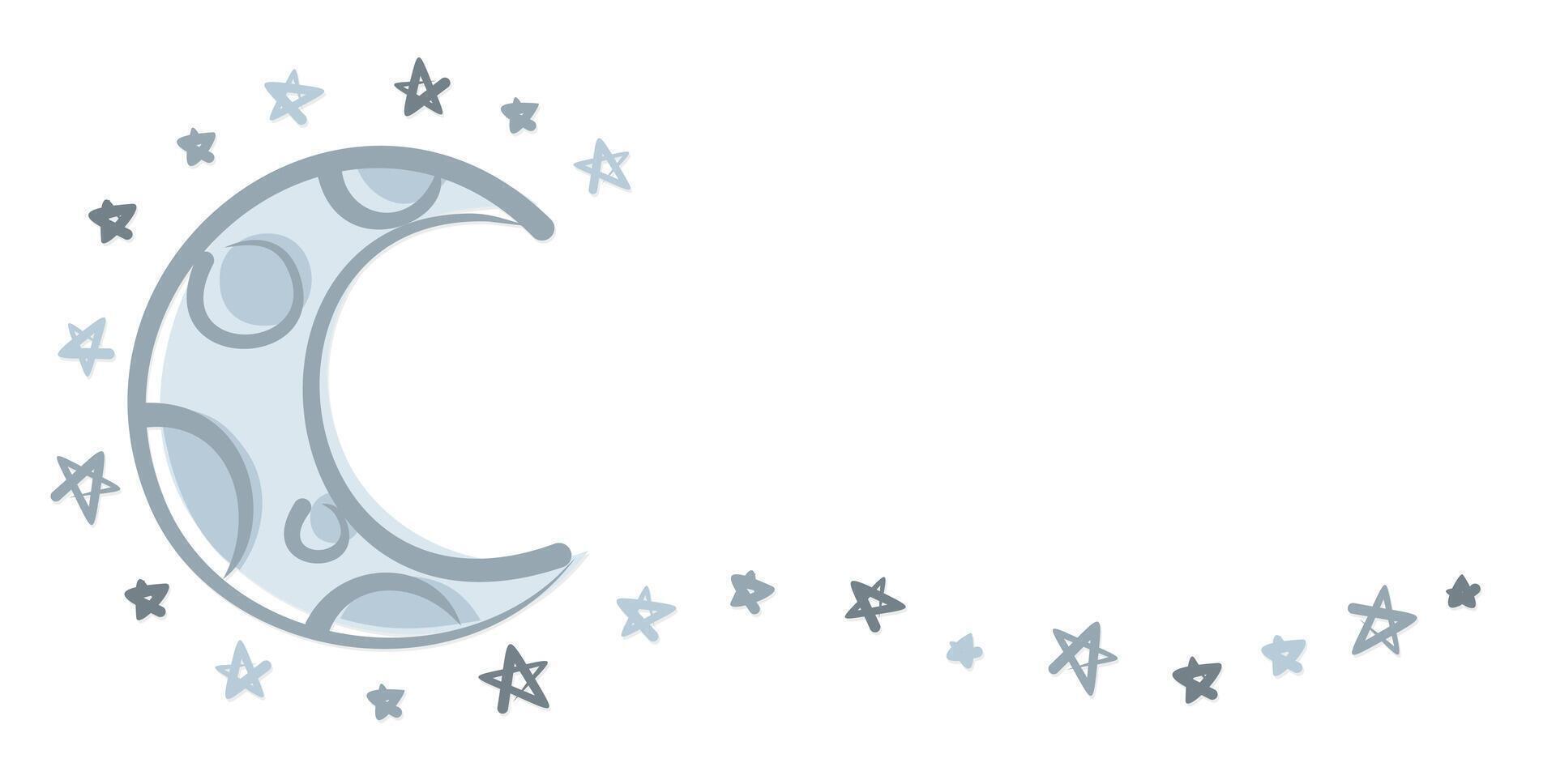 Moon with stars. vector