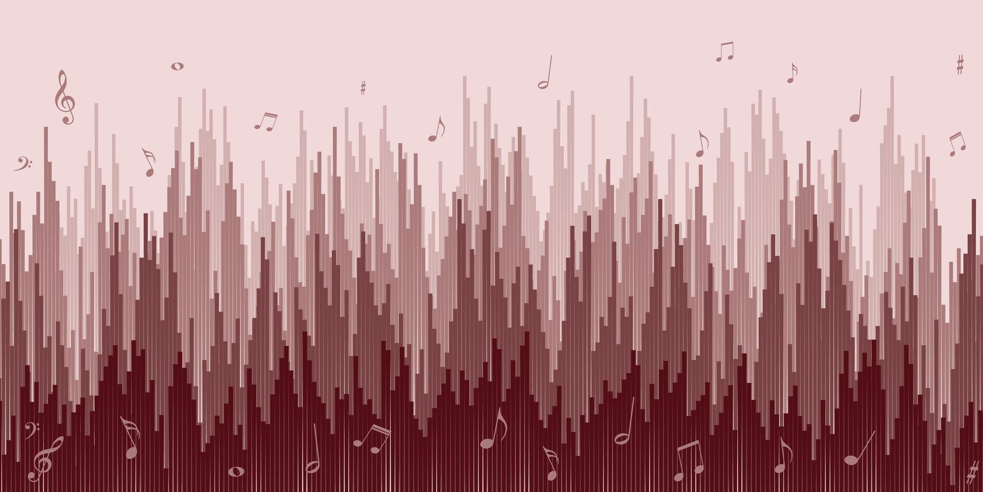 Red background with notes. vector
