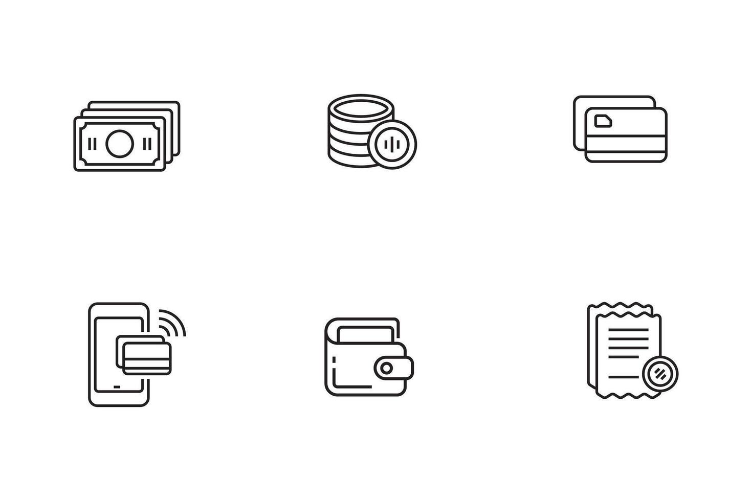 Set of money and payment icons with linear design on a white background vector