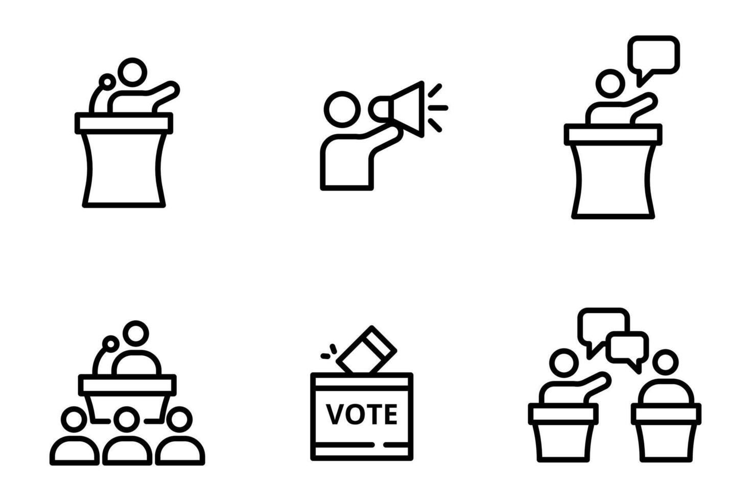 Campaign and debate icon with linear style on a white background vector