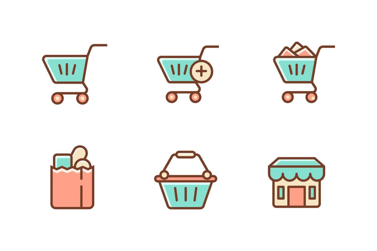 Set of shopping cart icon with soft color design on white background vector