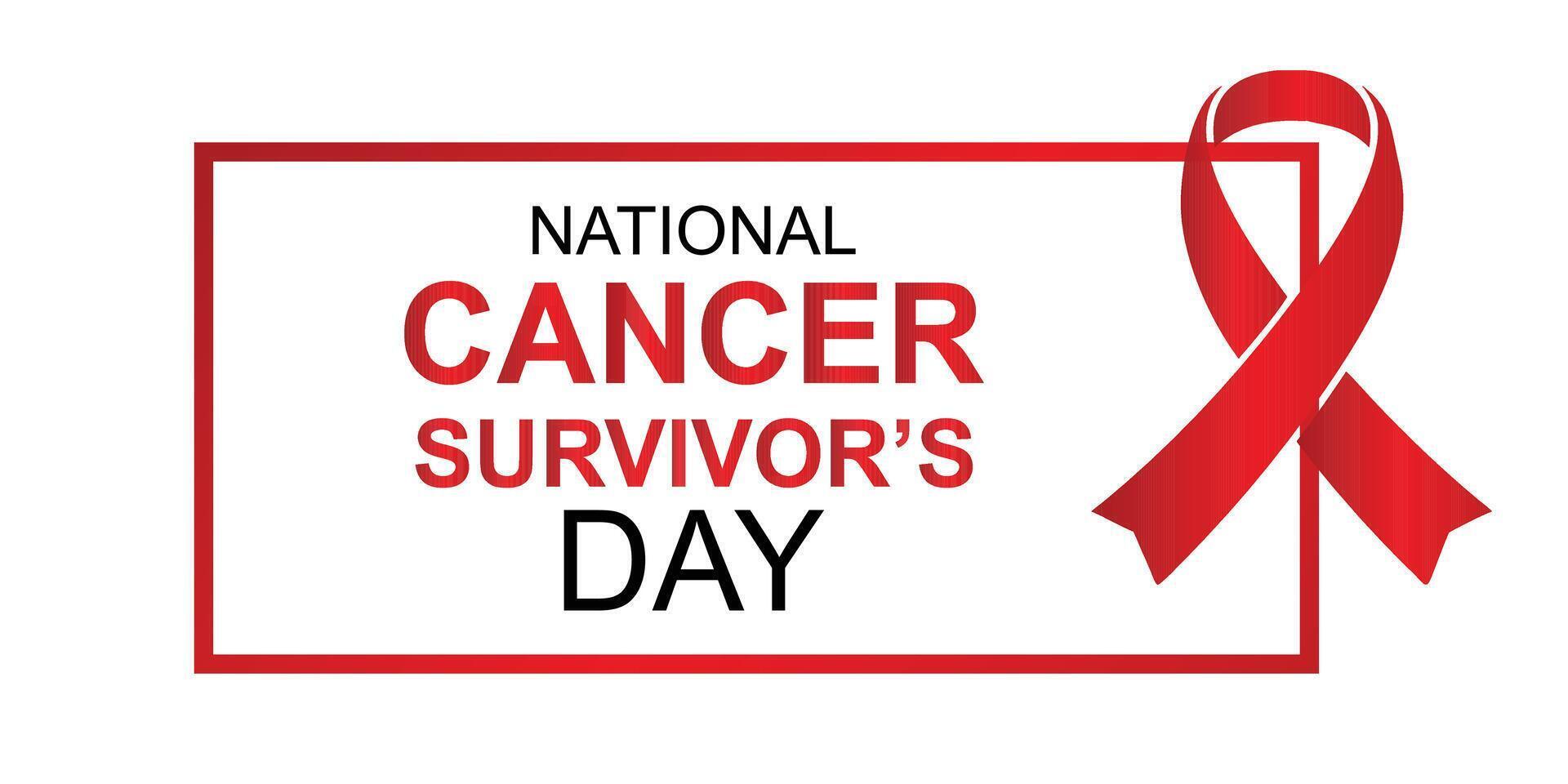 National Cancer Survivor's Day Red Ribbon Awareness vector