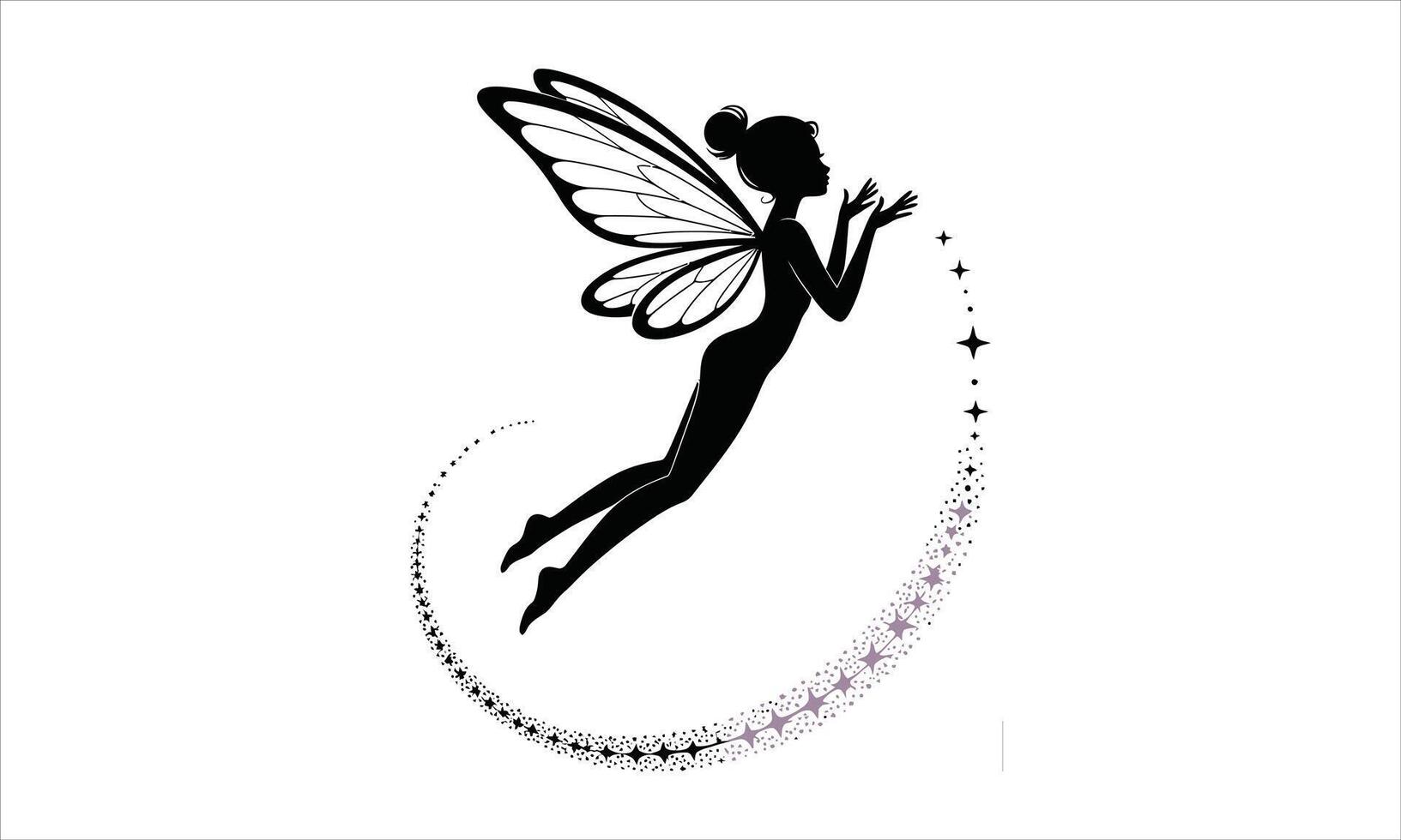 Elegant fairy silhouette blowing sparkling dust vector